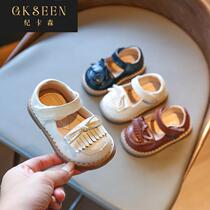 Kircarson girl baby leather shoes baby princess shoes soft soles anti-skater footwear baby 1 1 2-3xf0308