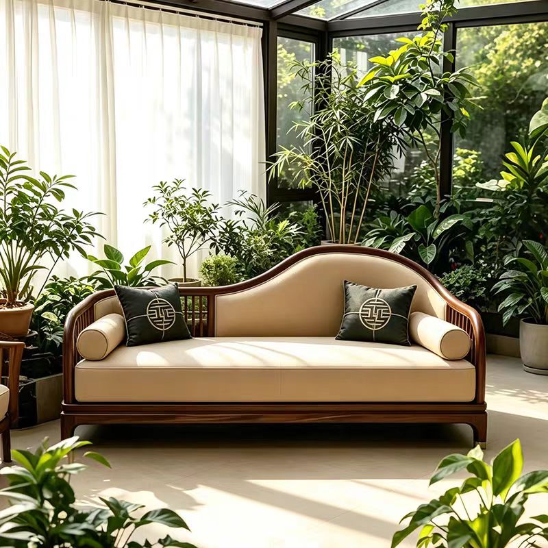 New Chinese-Style Solid Wood Chaise Lounge, High-End Black Walnut Design Chaise Lounge, Villa Living Room Leisure Beauty Couch New Chinese-Style Solid Wood Chaise Lounge, High-End Black Walnut Design Chaise Lounge, Villa Living Room Leisure Beauty Couch