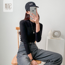New cotton black base shirt female autumn winter Joker fashion good looking 2019 foreign autumn long sleeve high collar