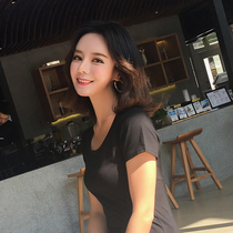 2019 New cotton white T-shirt women short sleeve slim body slim round neck bottom shirt clothes summer tide