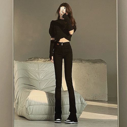 Tide, черный цветной мегафон, джинсы, штаны, высокая талия, коллекция 2022, по фигуре