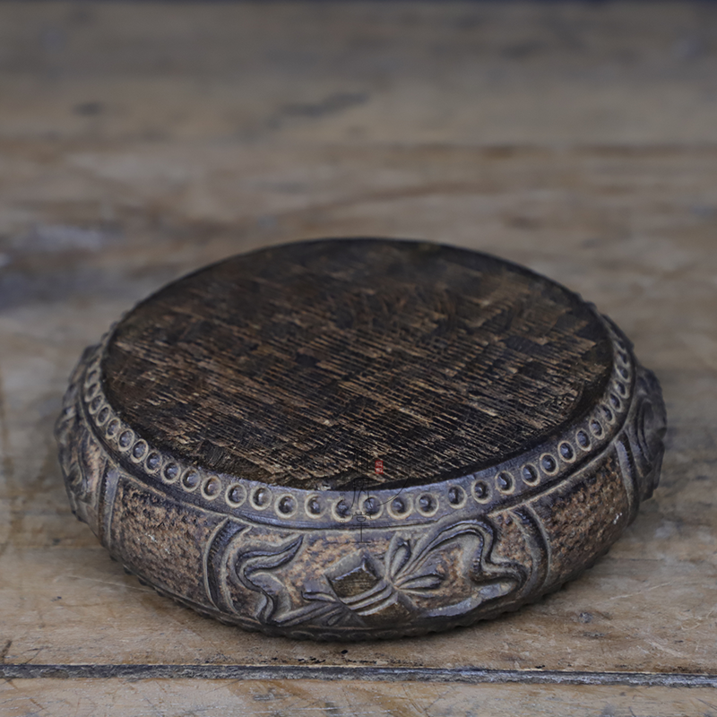 Old Stone Folk Tea Art Pure Hand Carved Bluestone Qinqi Calligraphy Painting Stone Drum Chengju Tea Mat Classical Retro Furnishings