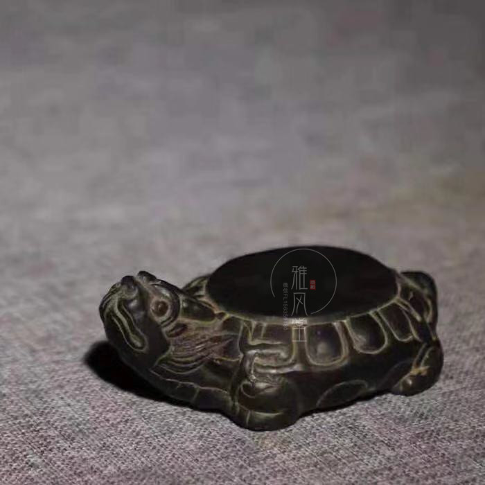 Yafengtang folk pure hand-carved antique blue stone tea pot God turtle trust tea pet Classical Chinese tea mat space