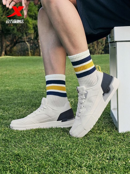 特步轻云|板鞋2025夏季新款鞋子男鞋休闲鞋运动鞋网面透气小白鞋