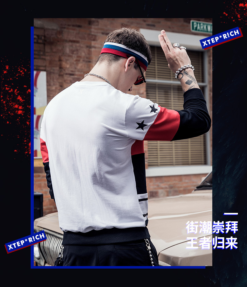 [Trung Quốc rap mới] Xtep nam áo len áo thun đầu máy thể thao áo len hip hop đô thị thời trang giản dị áo khoác vải nỉ