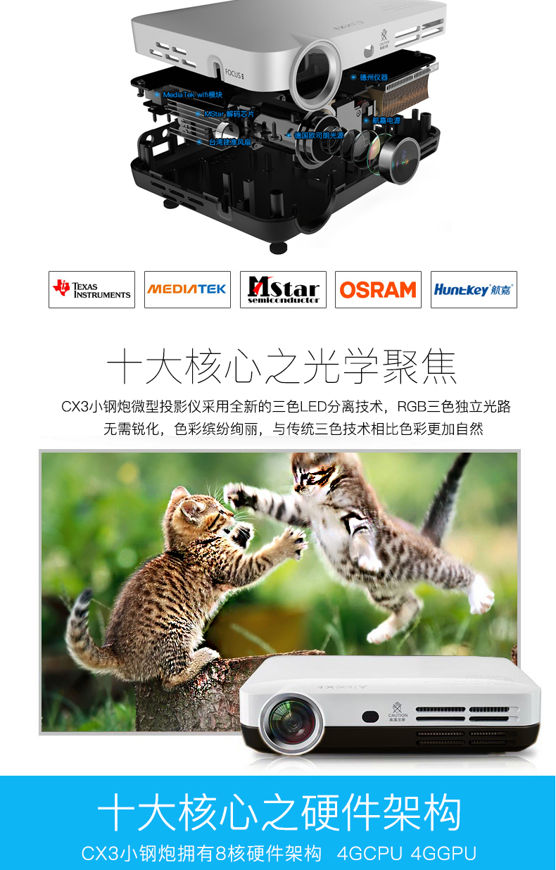 ZECO Zhige cx3 pháo thép nhỏ máy chiếu gia đình văn phòng nhỏ micro không dây WiFi thông minh 3D HD không có màn hình TV 1080P rạp hát tại nhà mini điện thoại di động với màn hình - Máy chiếu