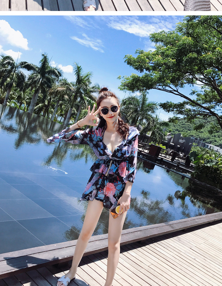 Áo tắm nữ cảm giác bikini ba mảnh che bụng thon thả cổ tích áo tắm Hàn Quốc ins dài tay chống nắng bơi - Bikinis đồ bơi nữ dài tay