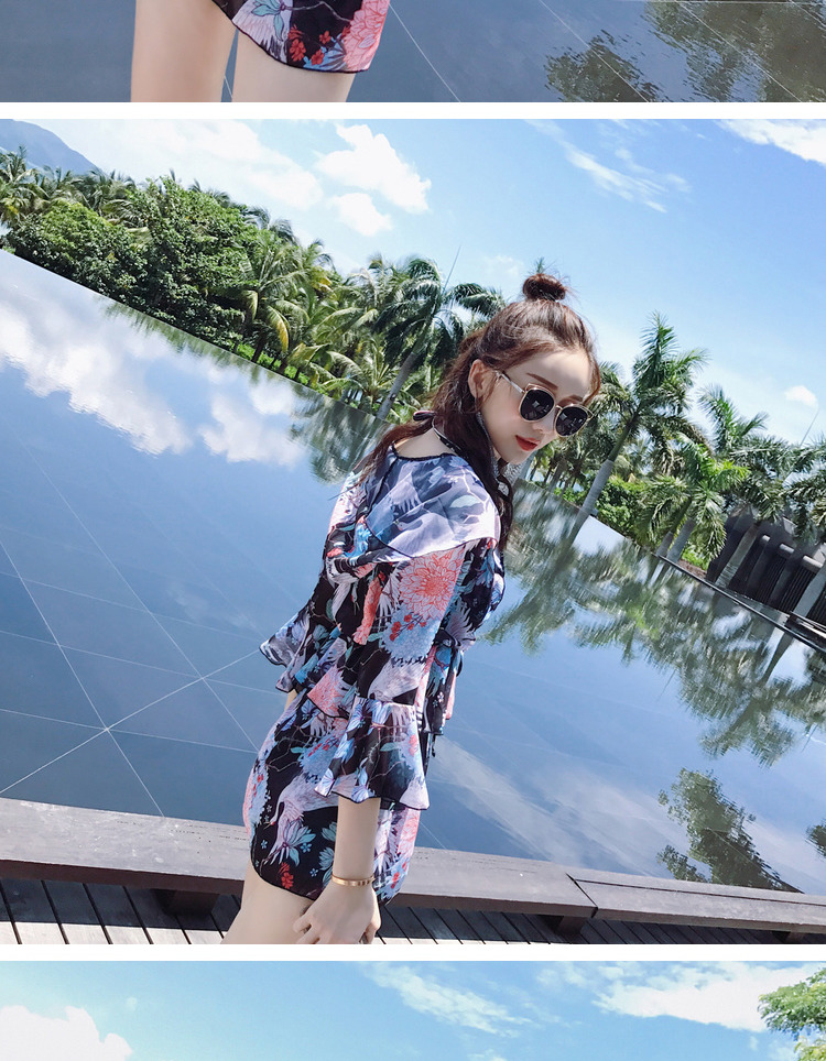 Áo tắm nữ cảm giác bikini ba mảnh che bụng thon thả cổ tích áo tắm Hàn Quốc ins dài tay chống nắng bơi - Bikinis đồ bơi nữ dài tay
