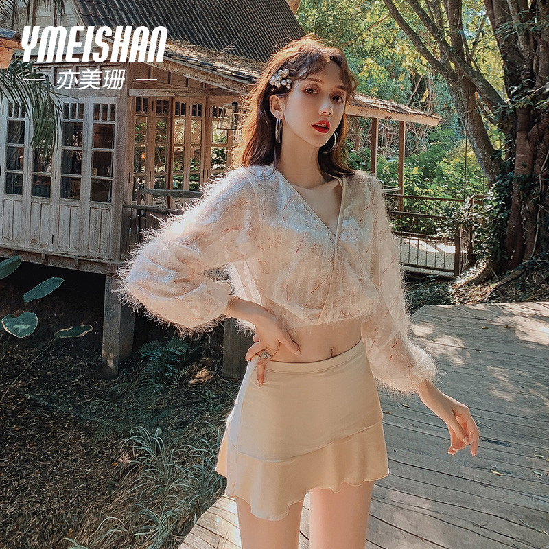 Also Mei Shan swimsuit women's summer fairy Fan 2021 new fashion cover slim bikini seaside swimming seaside