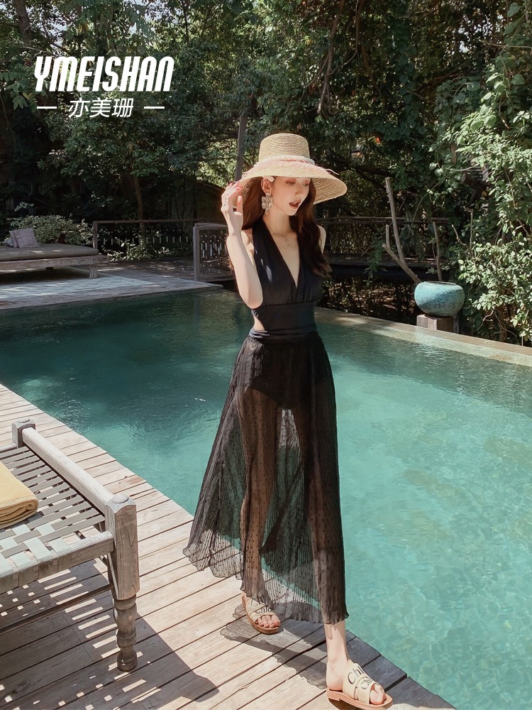 Small Dolphin Swimsuit Lady Sexy Veil for Slim Summer Conservative Swimsuit Net Red Wind Covered with Skirt Style