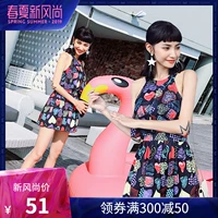 Yi Meishan Áo tắm Nữ Chia bụng bảo thủ mỏng ngực nhỏ thu thập lá sen in áo tắm - Bộ đồ bơi hai mảnh 	bộ áo tắm 2 mảnh
