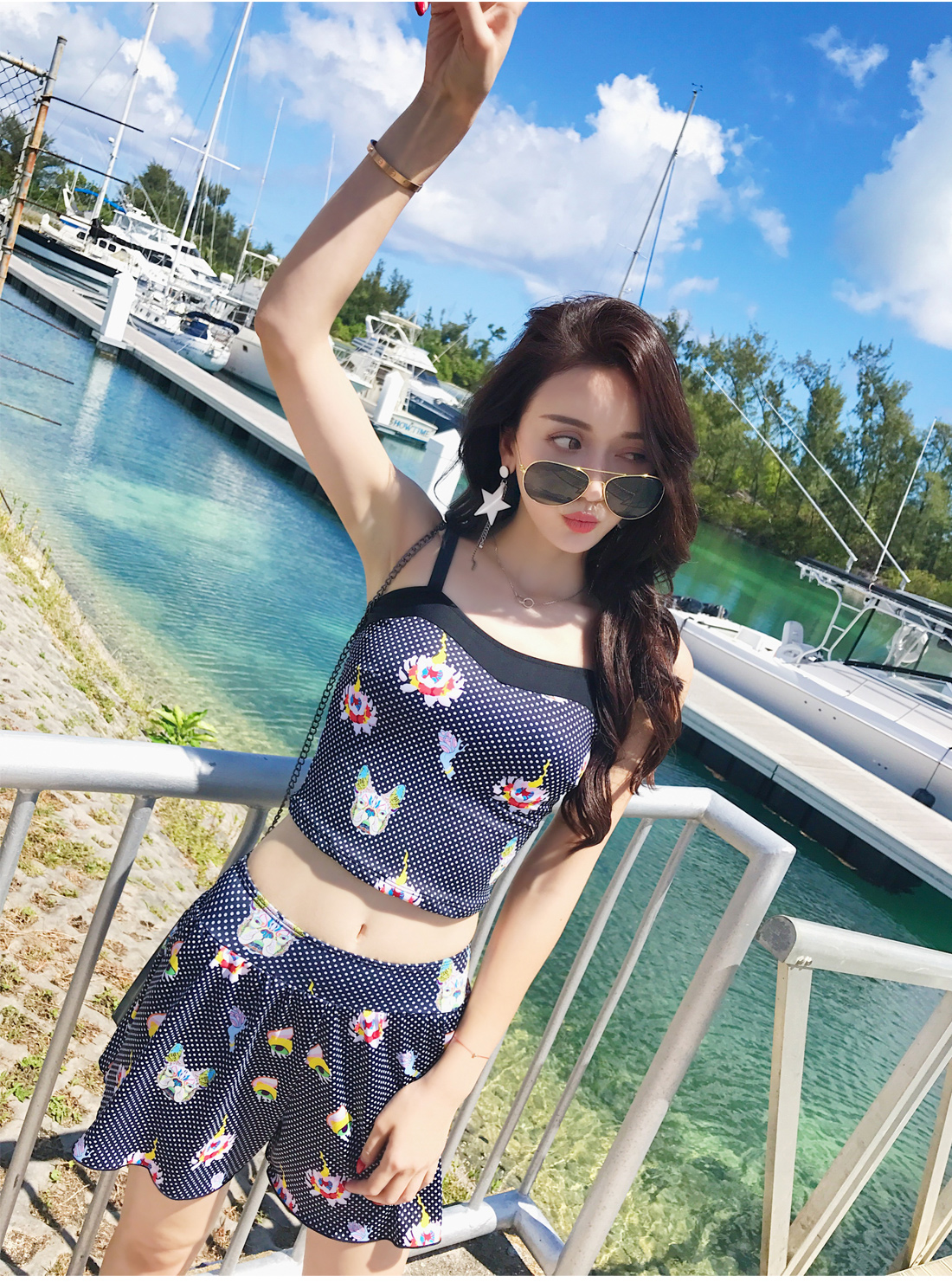 Áo tắm nữ hai mảnh tách nhỏ tươi gợi cảm dễ thương sinh viên bảo thủ Hàn Quốc che bụng giảm béo bơi suối nước nóng - Bộ đồ bơi hai mảnh bikini 2 manh