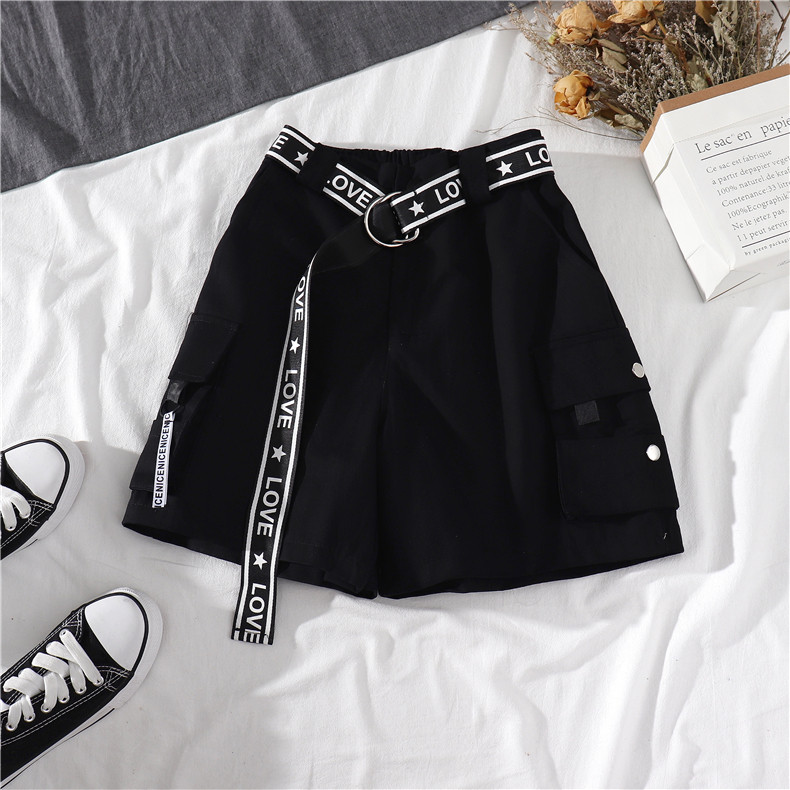 Комплект, короткая черная футболка с коротким рукавом, штаны для девушки 