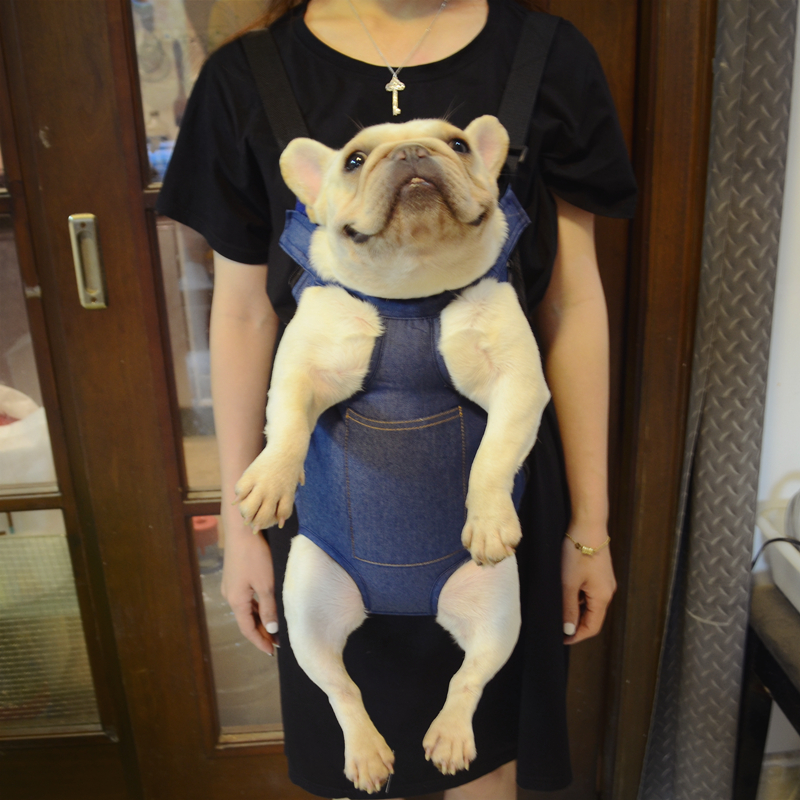 Pet Bag Dog Bag Denim Pair of Shoulder Cat Bag Dogs Breathable travel portable bag Fouting out of the cloth Shoulder Bag Chest front