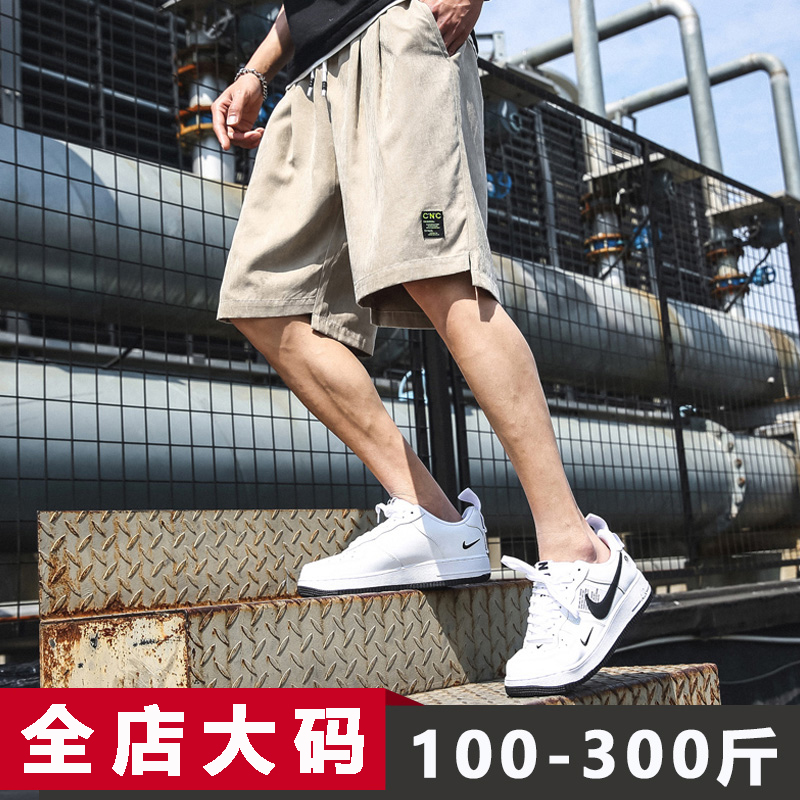 Large size shorts men's ins fat man 5 five-point pants plus fat plus linen loose Japanese tooling summer wear
