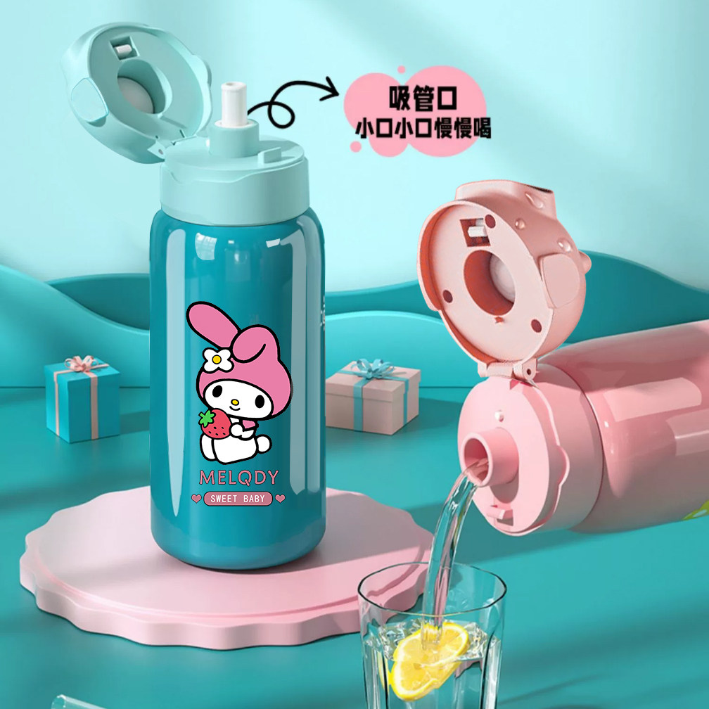 Cartoon Melody Fingerprint Password Unlocking Insulated Cup Smart 316 Food-Grade Girls' and Kidsren's Water Cup for Students