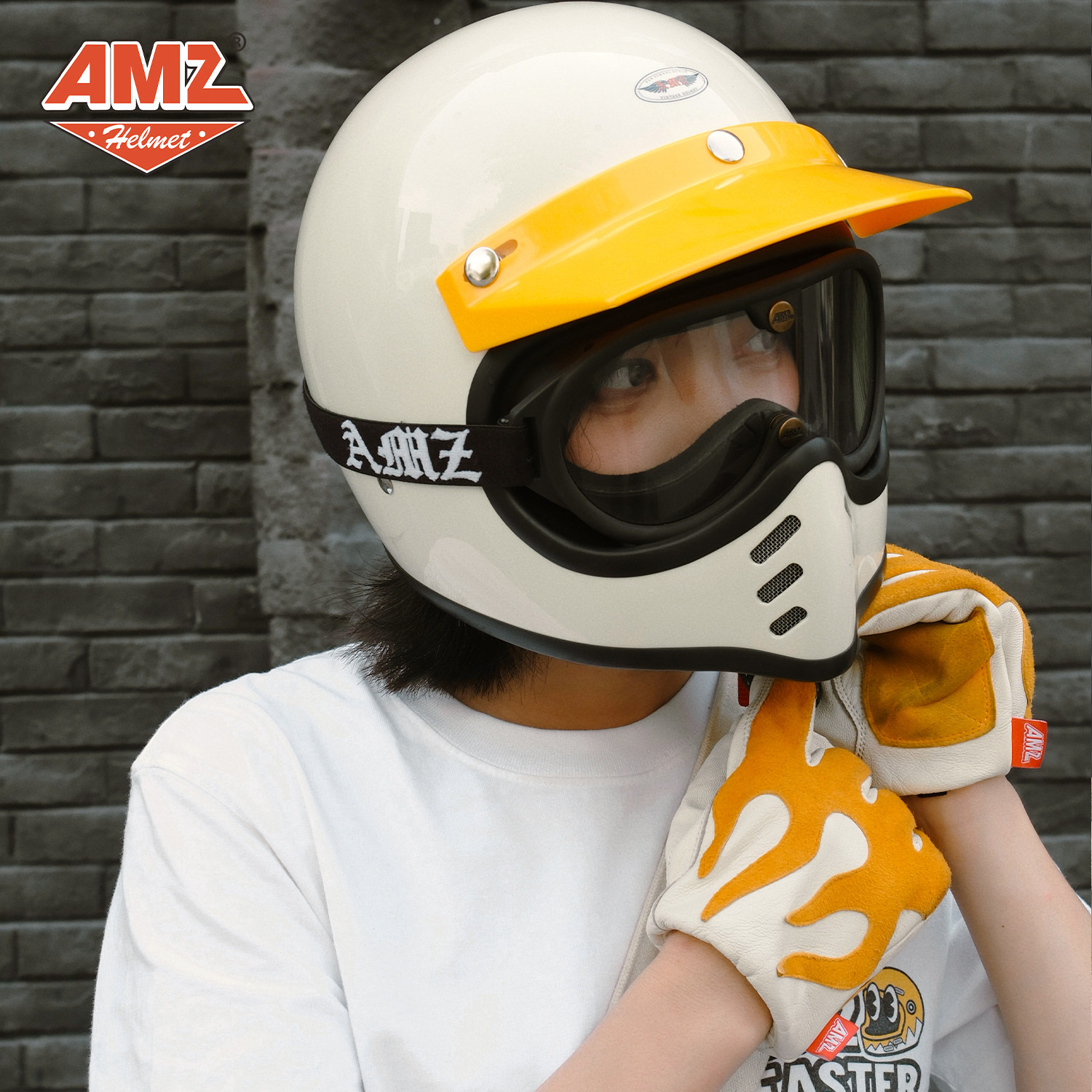 Amz Retro Helmet Brim for Riding Motorcycles, Sun Protection - Main Image