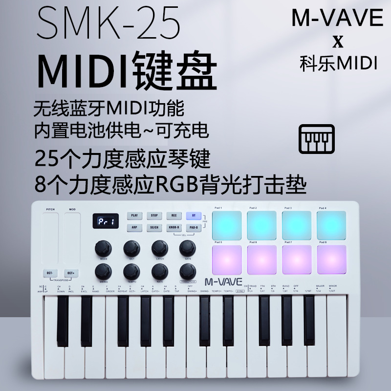 M-VAVE25 key MIDI keyboard RGB percussion pad controller Bluetooth portable music chic keyboard SMK25 -Taobao