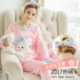 Có thể mặc bên ngoài dịch vụ đồ ngủ tại nhà cho phụ nữ quần pyjama mùa đông dài set đồ cotton mềm mại cho phụ huynh đồ ngủ trẻ em