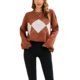 ການຄ້າຕ່າງປະເທດຂ້າມຊາຍແດນດູໃບໄມ້ລົ່ນແລະລະດູຫນາວຂອງແມ່ຍິງເພັດ plaid ວ່າງສະບາຍຄໍຮອບແຂນ bat sleeve sweater ຄົນອັບເດດ: pullover sweater
