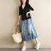 Váy Su Su denim nữ 2019 mới xuân hè cao eo co giãn hoa váy váy phiên bản Hàn Quốc của váy dài mỏng - Váy chân váy xẻ tà Váy