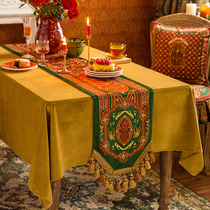 Van Guchenbach red table flag bed flag short plush European high-end TV cabinet Dining side cabinet long decorative cloth