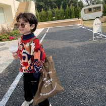 Childrens sweater thickened cartoon tiger New Years greetings jacket round neck neutral boys and girls winter pullover festive