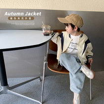 Childrens jacket baseball uniform boys and girls 2022 autumn new product color matching baby handsome short letter jacket top
