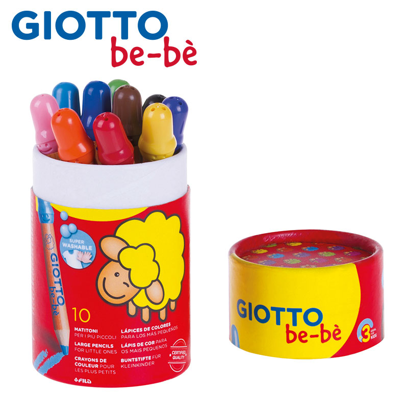 Giotto bebe children washable wooden pole color pencil crayon 10-color loading pencil sharpener coloring book