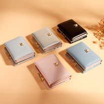 Pu card bag female 2021 new niche design thin wallet female short multifunctional simple small coin wallet