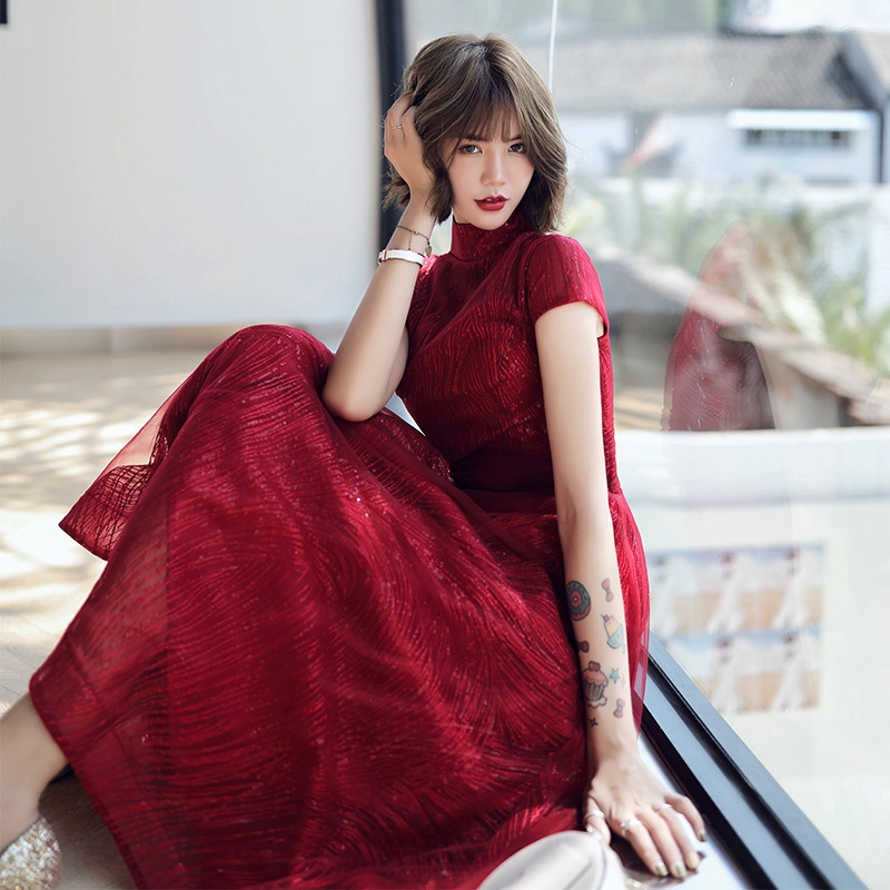 Toast to the bride 2021 new Summer banquet Wedding Dress Nepotism Dress Woman slim back to the long version of summer