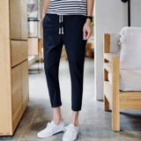 Летние штаны для отдыха, в корейском стиле, китайский стиль, свободный прямой крой, оверсайз, из хлопка и льна