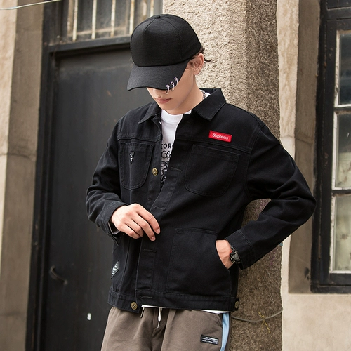 Демисезонная джинсовая трендовая куртка, джинсы с начесом, оверсайз