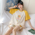 đồ ngủ cotton womens nhẫn thư mùa hè ngắn tay sinh viên bộ mất Hàn Quốc phiên bản của mùa xuân quần áo nhà và mùa thu mỏng mặc bên ngoài 