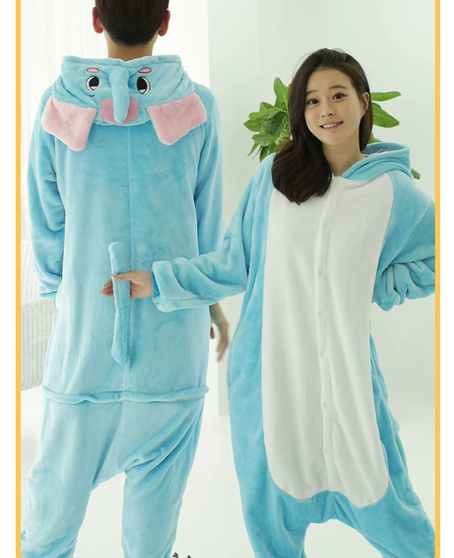 Bộ đồ ngủ hình con voi kích thước lớn gắn liền với đàn ông và phụ nữ vài bộ phim hoạt hình dành cho người lớn tăng phân bón 200 kg flannel