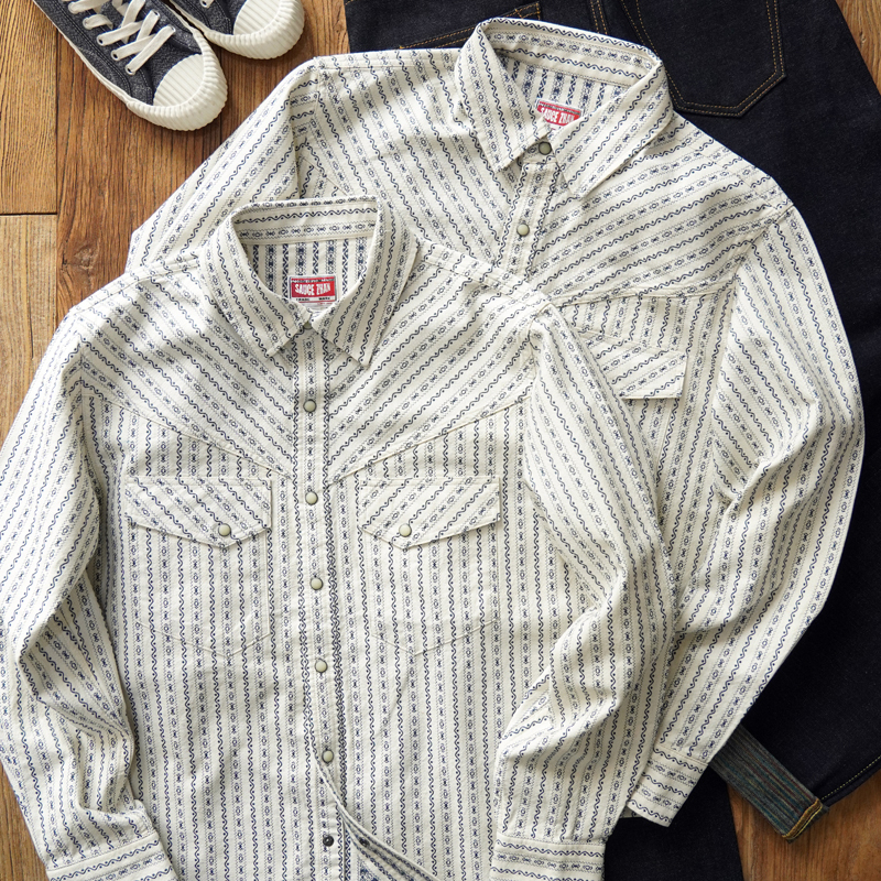 Vintage Jacquard Shirt for Men, Spring and Autumn Western Style Shirt, Long-Sleeved Striped Linen Casual Shirt, Amei Casual Trendy Style