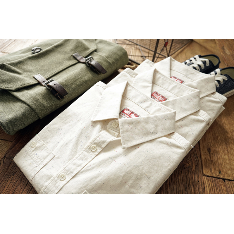 Vintage Polka Dot Shirt for Men, Pure Cotton Vintage Work Shirt, Long-Sleeved Casual Shirt, American Style Jacket for Men