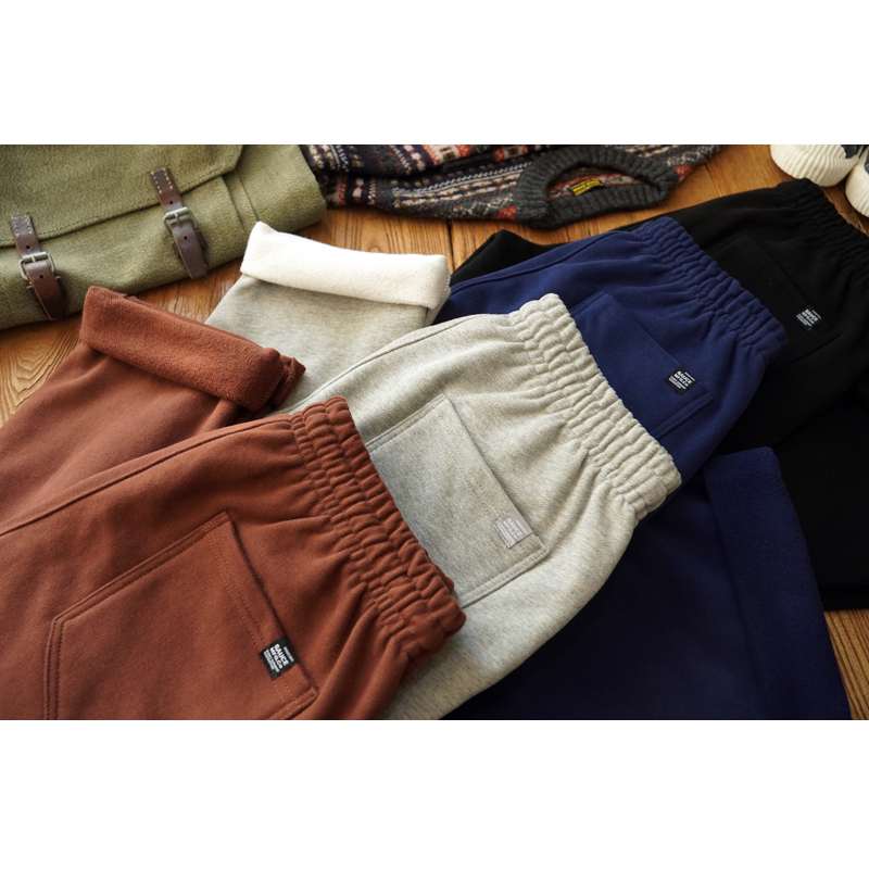 4-Color Heavyweight Fleece-Lined Straight-Leg Sweatpants for Men, Winter Sweatpants for Men, American Casual Work Pants