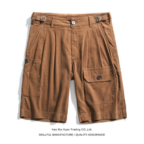 Dip sauce corduroy shorts tooling shorts cotton pants men Ami Kachi retro casual shorts