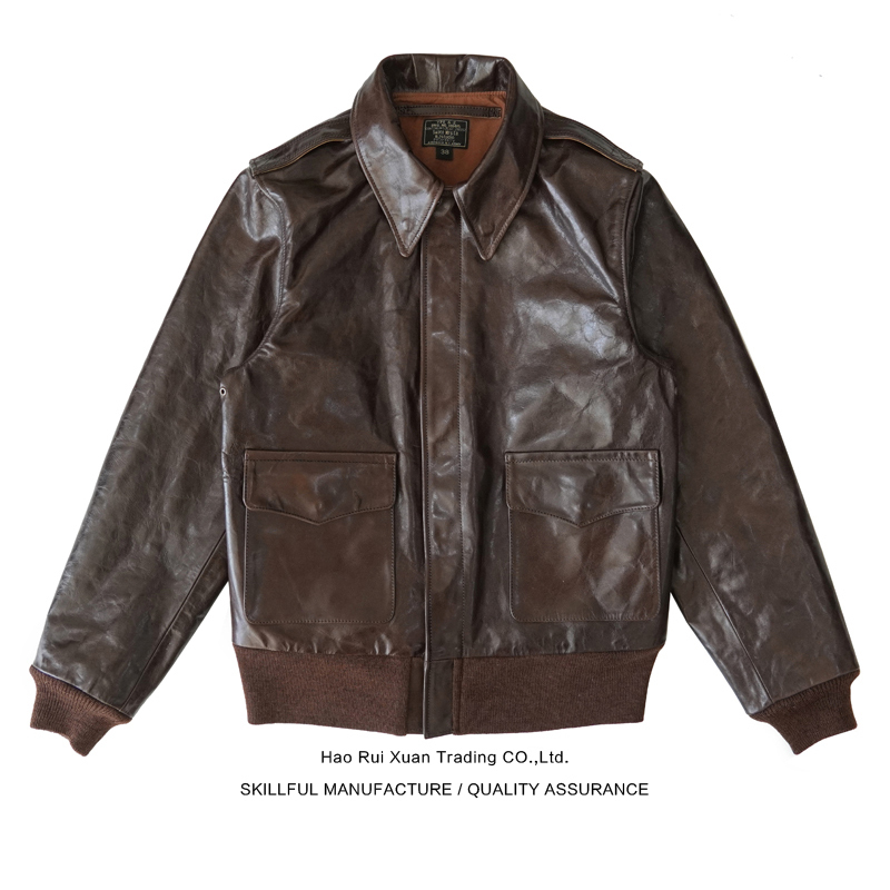 Dip-Dyed A2 Horsehide, Replica Eastman Oil-Waxed Horsehide, Leather Jacket, Men's Bomber Jacket, Casual Jacket