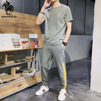 Paul 2020 summer casual fashion suit summer short-sleeved ice silk with a set of mens handsome trend Korean version