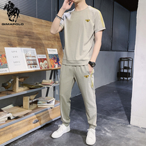 Paul 2020 summer leisure sports mens short-sleeved t-shirt Youth summer summer dress Short-sleeved ice silk with a set of clothes