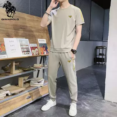 Ralph Middot Lauren polo 2020 summer leisure sports men's short-sleeved t-shirt youth summer summer clothes short-sleeved ice silk with a set of clothes