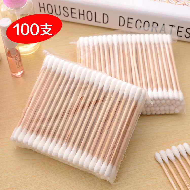 Promotional new 100-pack cleaning makeup remover cotton swab disinfection kapok stick double-headed sanitary cotton stick cotton ball