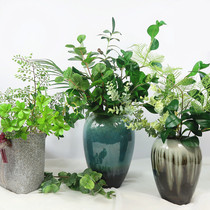 Nordic style simulation green plant turtle back leaf decorative grass Long winter green leaf eucalyptus leaf flower arrangement with grass decorative plant