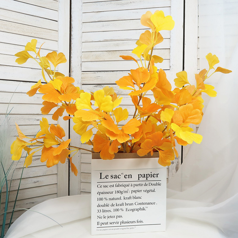 Ginkgo biloba lá mô phỏng cây xanh nền tường trang trí cây hoa cắm hoa cảnh quan trang trí nhà giả - Hoa nhân tạo / Cây / Trái cây hoa đào giả