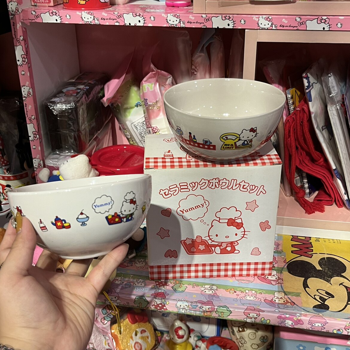 Japan Sanrio hello Kitty tableware rice bowl soup bowl set two packs one big and one small