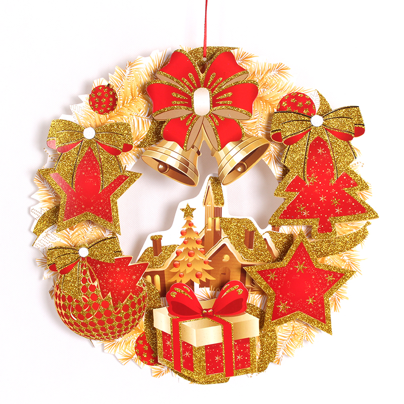 Christmas Decorations Christmas Solid Floral Rings Paper Pendant Mall Hotel Family Shop Window Door Wall Body Decoration