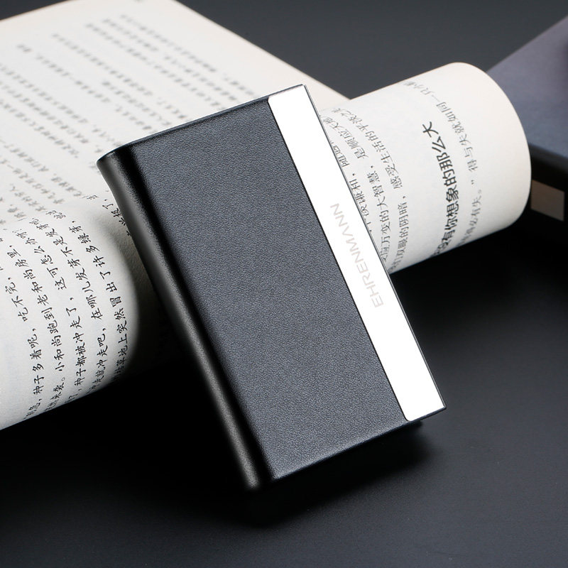 New Pine Ehrenmann Name Laminated Men Genuine Leather Card Bag Lady Large Capacity Business Name Sheet Box Bank Card Bag