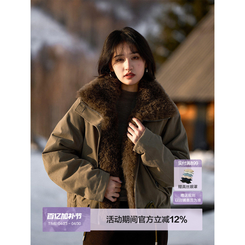 Xiaohan Pavilion [Free in the Wilderness, Moving Forward in the Cold] Cashmere Fur Collar 95% White Goose down Parka down Jacket for Women